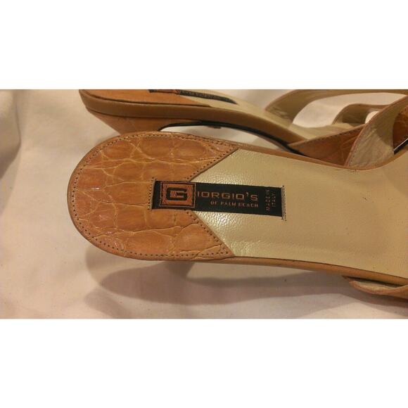 Giorgio's of Palm Beach Orange Tan Alligator Strappy Heels Shoes size 8 M - Picture 4 of 7